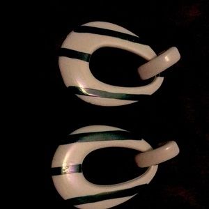 Dark green and white earring